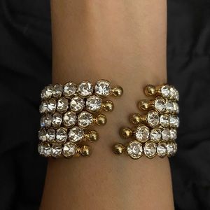 Antique Gold Links With Crystal Gems Bracelet